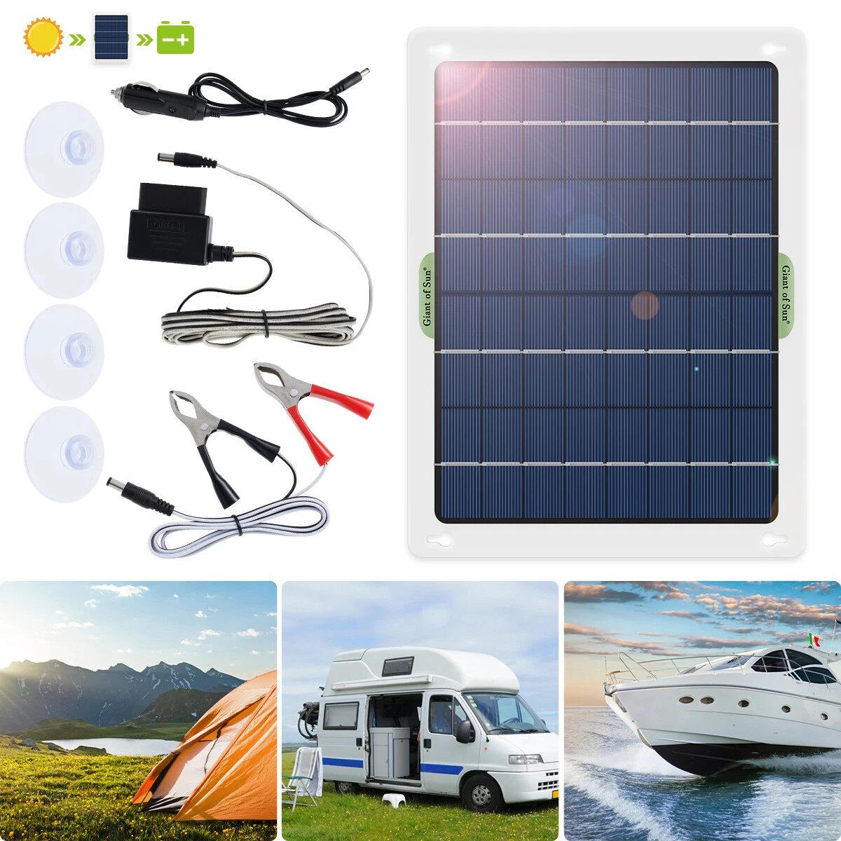 40W 12V Portable Solar Panel Trickle Charger Car Battery