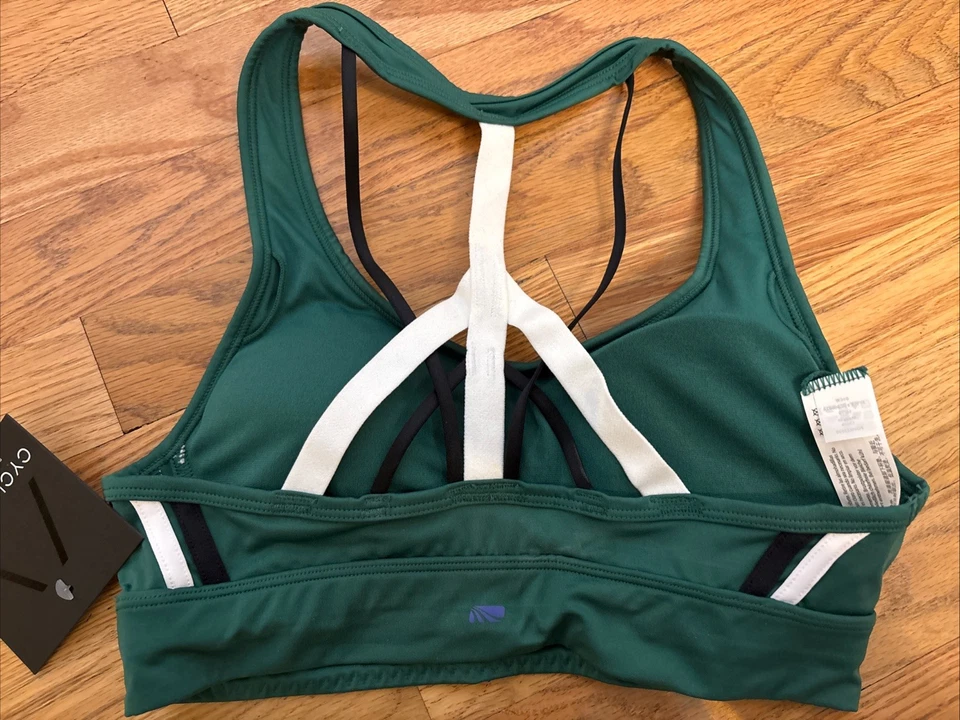 NWT Marika Cycle House Size S Elizabeth Sports Bra Evergreen Green Black White - Image 2 of 4