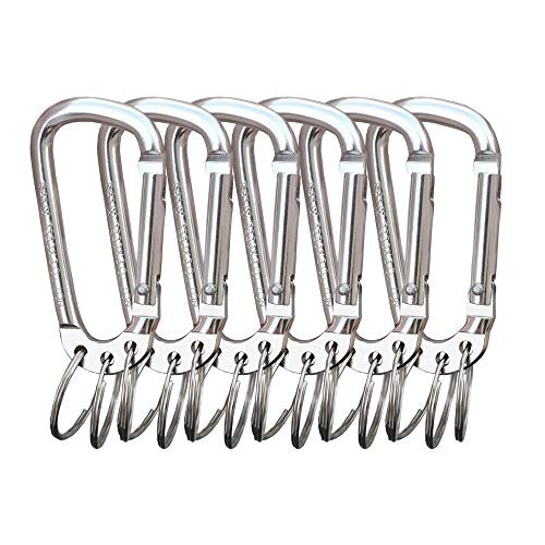 Carabiner Clip Keychain Aluminum Alloy D Shape Multifunction Clip Hook Silver