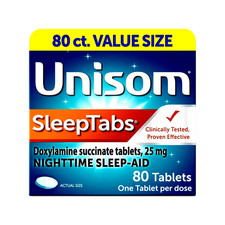 Unisom SleepTabs Nighttime Sleep-Aid Tablets, Doxylamine Succinate 25 mg, 80 Ct