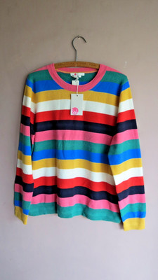 Neu mit Etikett Boden 100 % Kaschmir Pullover mit Rundhalsausschnitt Gr. XL hell gestreift
