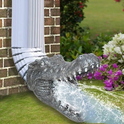 Alligator Downspout Extension Garden Statues Crocodile Rain Gutter Splash Block