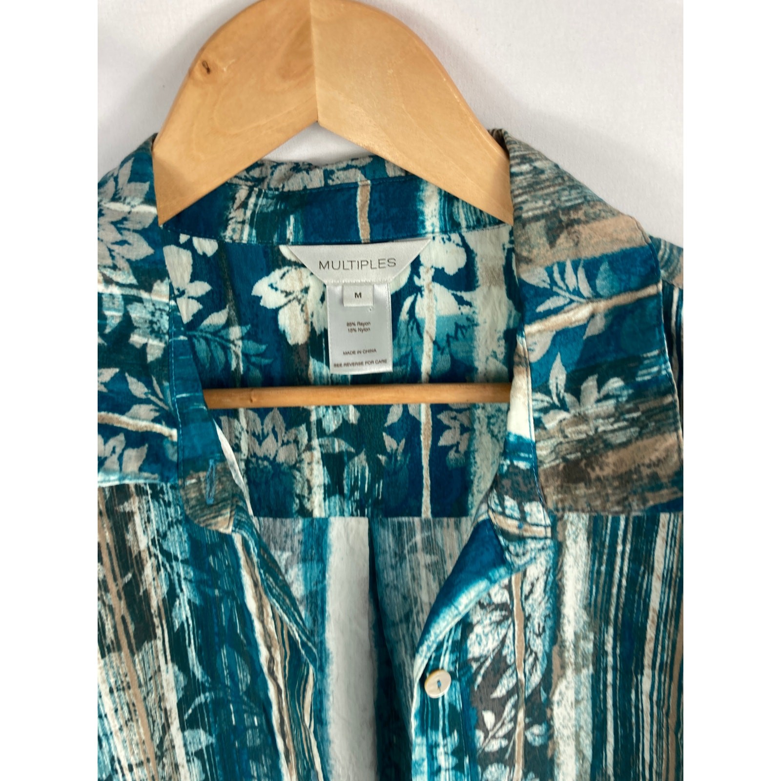 Multiples Patterned Button Up Shirt Size Medium - image 4