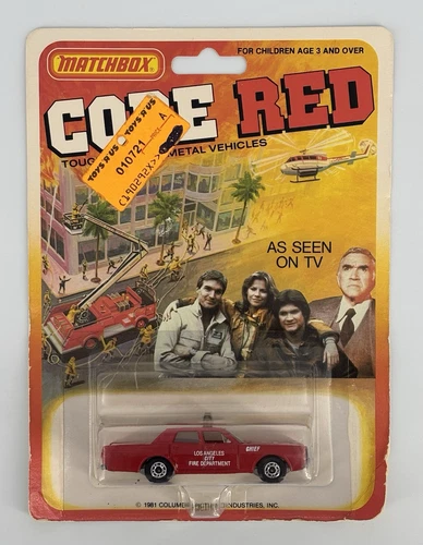 Matchbox 1981 Vintage Code Red LAFD Fire Chief’s Car 01-02-96 Carded Blister NOS