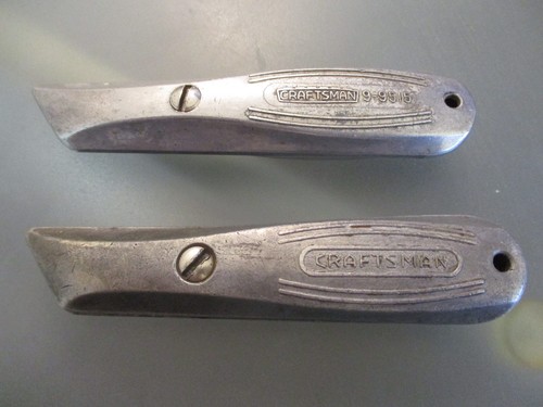 2 Vtg CRAFTSMAN Utility Razor Fixed Box Cutter 9-9486 Lightweight Cast Aluminum