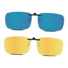 Polarized Clip-On Flip-Up Clip-on Sun Blue Night Yellow 57 40mm-2 Pack