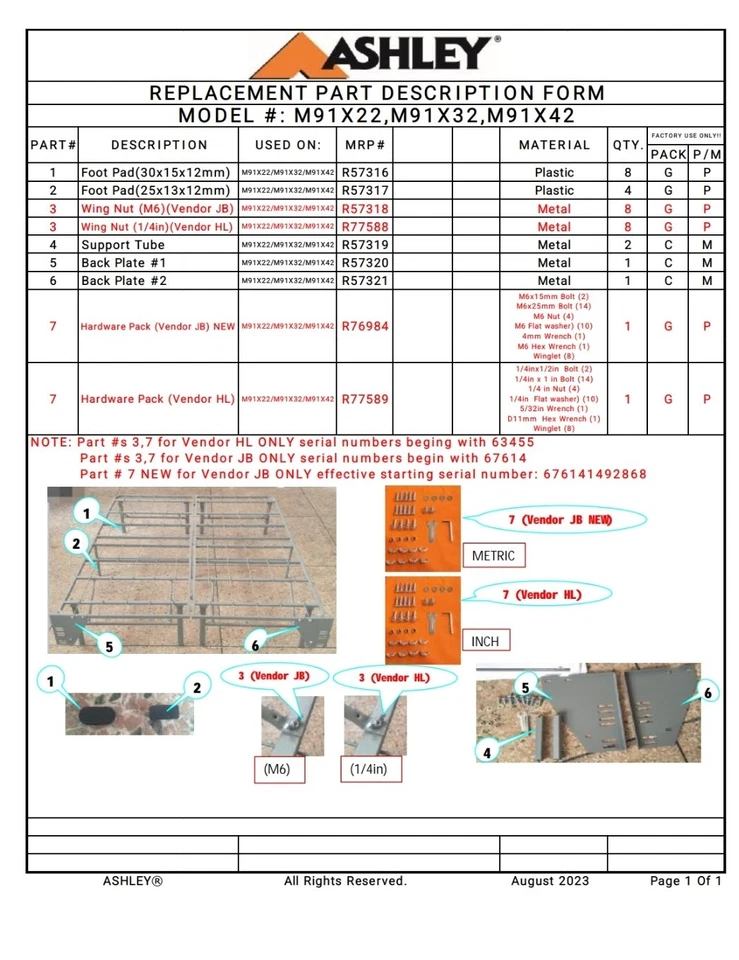 Soportes de cabecero con base de plataforma Signature Design by Ashley M91X22 con herrajes Foto 2 de 3