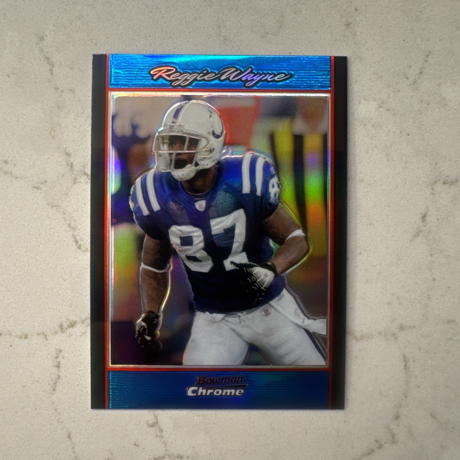 2007 Bowman Chrome #BC201 Reggie Wayne Blue Refractor /150 Indianapolis Colts