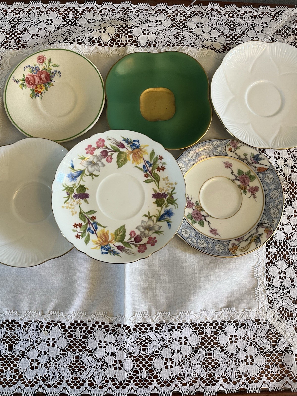 Mixed Lot Bone China Demitasse Saucers ONLY Shelley, Lenox, Black Knight
