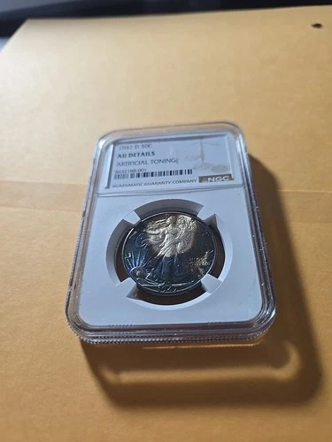 1947 D Walking Liberty Half Dollar NGC AU DETAILS ARTIFICIAL TONER 🌈