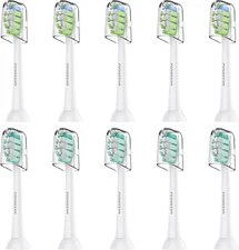 10 Pack Replacement Brush Heads Fit Philips Sonicare Snap-On Toothbrush