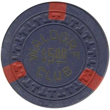 Waldorf Club Casino Reno Nevada $5 Chip 1946