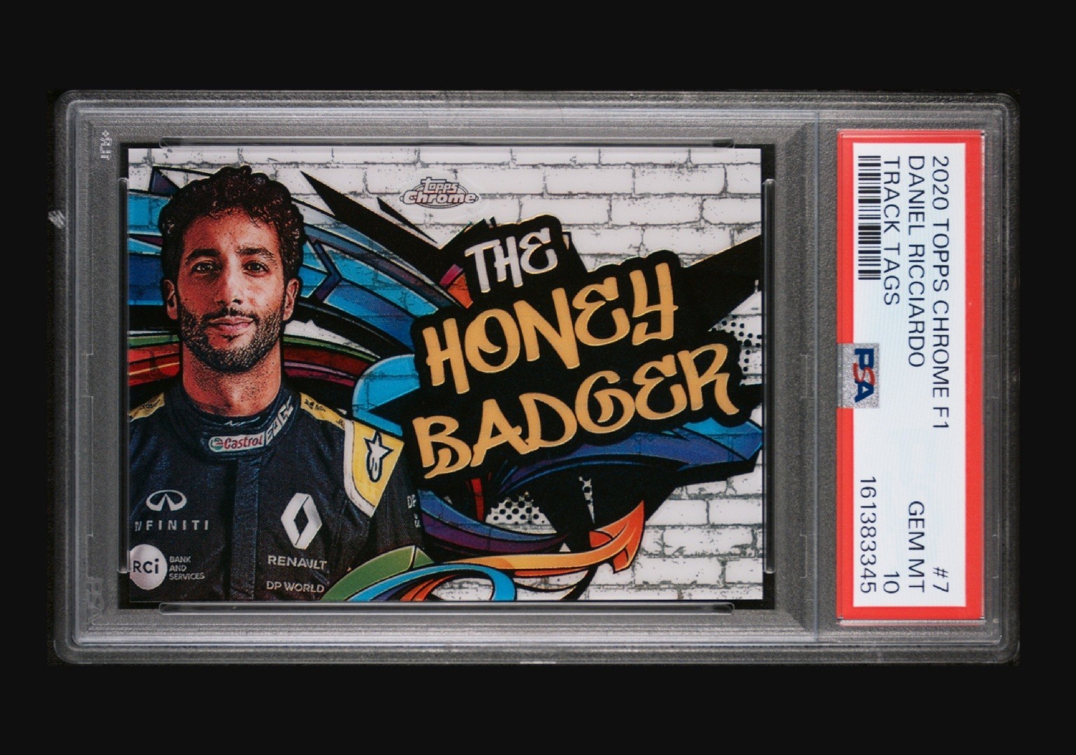 2020 TOPPS CHROME FORMULA 1 TRACK TAGS #7 DANIEL RICCIARDO TRACK TAGS PSA 10