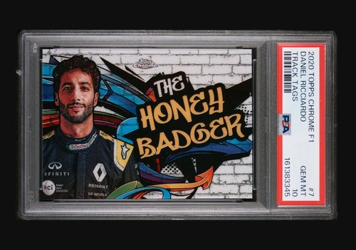 2020 TOPPS CHROME FORMULA 1 TRACK TAGS #7 DANIEL RICCIARDO TRACK TAGS PSA 10