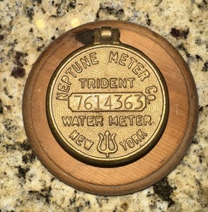 Antique Neptune Water Meter Cover Trinket Box, Trident, New York #7614363