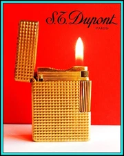 S.T. DUPONT Line 1 SMALL GOLD Plated Lighter / Briquet / Feuerzeug - SERVICED