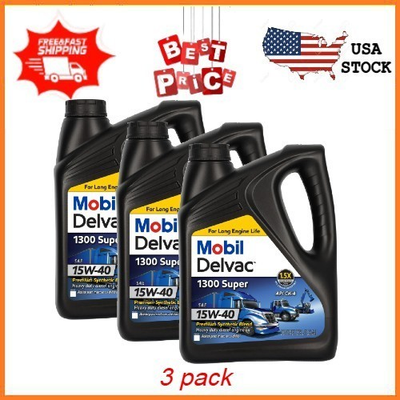 #ad 3 PACK x 1 Gal Mobil Delvac 1300 Super Synthetic Blend Diesel Engine Oil 15W 40 $40.45