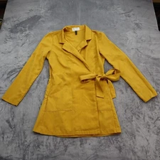 San Joy Shorts Womens XS Casual Romper One Piece Yellow Long Sleeve Skort