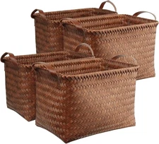 BROWNLILY Handwoven Clothes Basket Laundry Hampers Large Wicker Storage Baske...