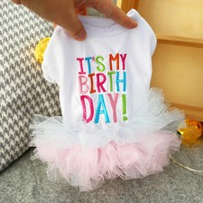 Dog Birthday Tutu Dress ITS MY BIRTHDAY Pet Puppy Princess Outfit for Small Dogs