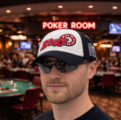 Bluff Poker Low Crown Buckle Back Hat With Sunglasses attached