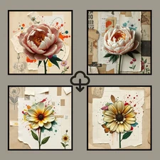 Set 4 Realistic Digital Wall Art Print Modern Home Decor Printable Instant #117