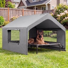 Extra Large Dog Shade with Elevated Bed Outdoor Dog House Waterproof 4 4 3.3