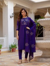 Bollywood Cotton Blend Top Tunic Kurti Set Indian Ethnic Kurta Pant Dupatta Set