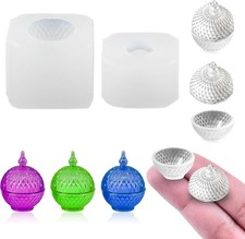 Mini Jar Shape Resin Silicone Molds 3D Simulation Bowl with Lid Epoxy Casting