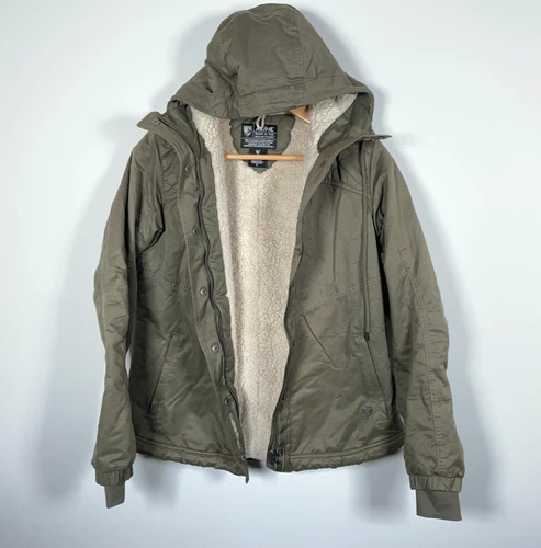 Kuhl Celste Sherpa Lined Jacket Women's Small Olive Green Zip Up Hooded 2193