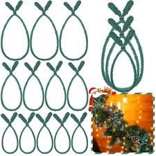 12 Pcs Christmas Garland Ties Extra Long 30'' 25'' 20'' Green Decorative Twis...