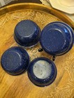 Set of 4 Blue Speckled Enamelware Camping Bowls 6" Vintage Graniteware Cereal — photo 9