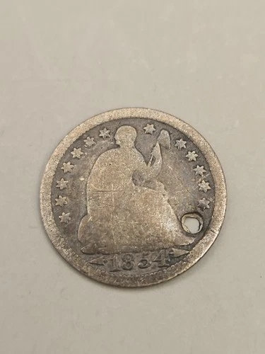 1854 Seated Liberty Silver Half Dime 5c - Philadelphia Mint