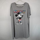 Disney Mickey Mouse Gray Sleep Shirt Nightgown XL Extra Large Pastel Graphic Tee