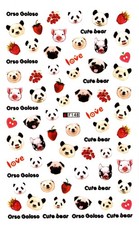 Nail Art 3D Decal Stickers cut bear strawberry panda dog pig F148