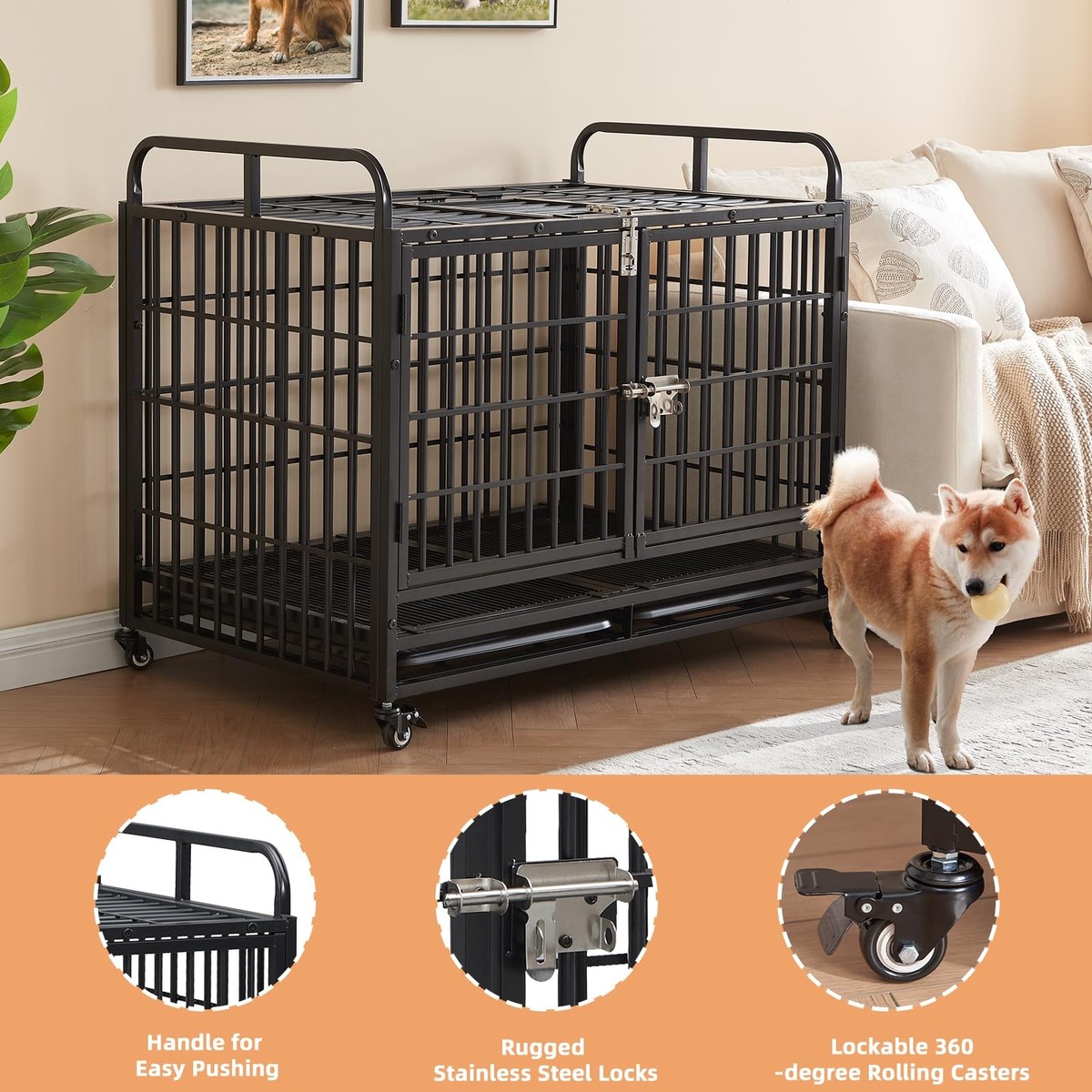 Lauren&Harold 38 Inch Heavy Duty Dog Crate Furniture For
