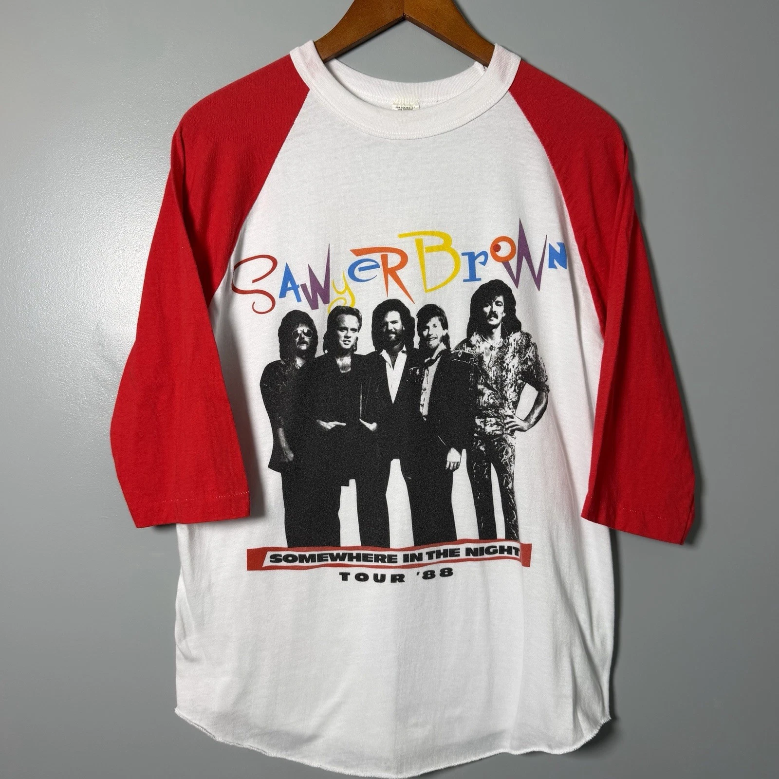 Vintage 1988 Sawyer Brown Tour Raglan Shirt XL Western Country Retro Band Tee