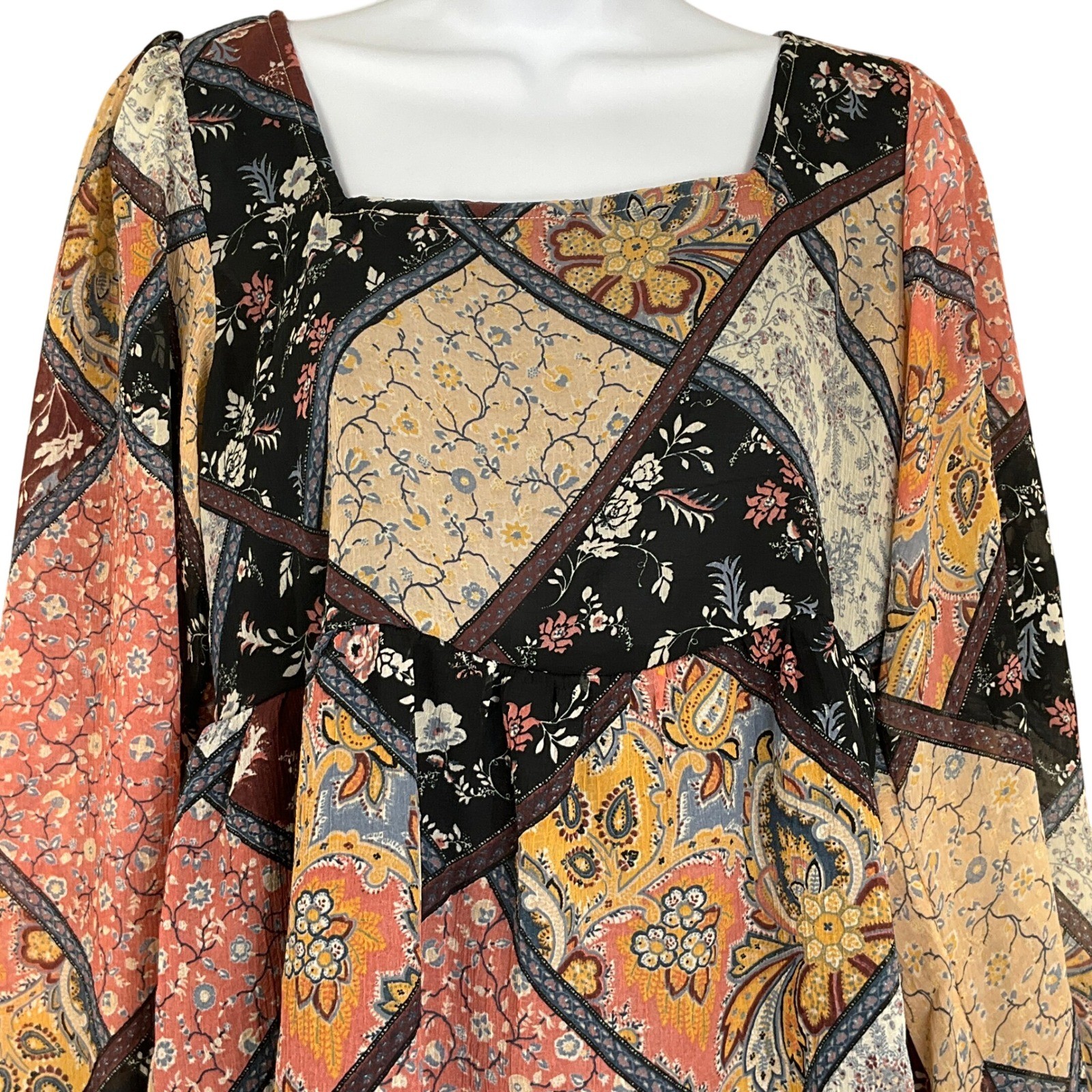 American Eagle Patchwork Square Neck Long Sleeve … - image 5