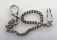 Unisex Stainless St Shiny Silver Pocket Watch Replacement Chain Fob 14 1/2 Inch