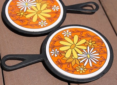 Holt Howard Mid Century Kitchen Trivet's / Iron & Tile / Funky