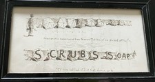 Interesting Antique Ink Drawing Soap Advert 1897 Beach Umbrellas Signed