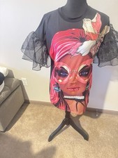 Fashion Nova Glam Girl Tunic Black Sheer Puff Sleeves Top Sz Med