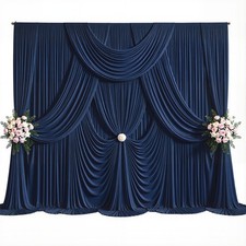 Navy Blue Backdrop Curtains 10x10 FT Wrinkle Free Fabric Drapes Decorations