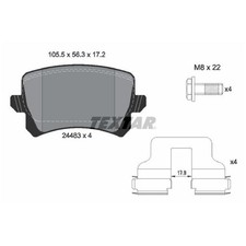 Satz Bremsbeläge Bremsklötze hinten für Seat Alhambra 710 711 | 24411364