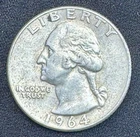 1964 Washington Quarter Silver Circulated Uncertified US Coin