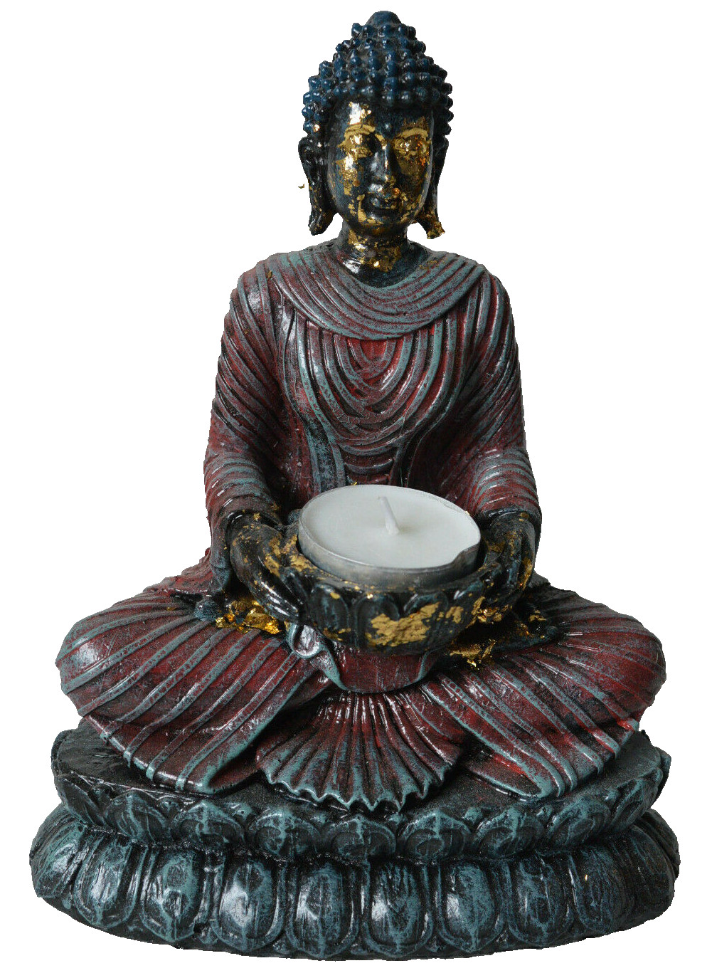 Thai Buddha Tea Light Candle Holder Spa Meditating Ornament Statue resin