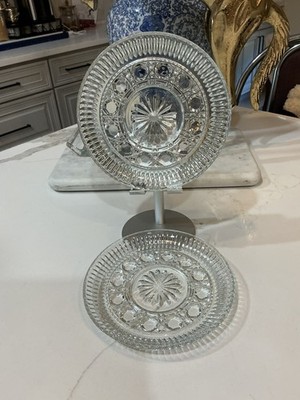 SET-2 Vtg Federal Windsor Clear Button & Cane Bread &Butter Plates FREE SHIPPING