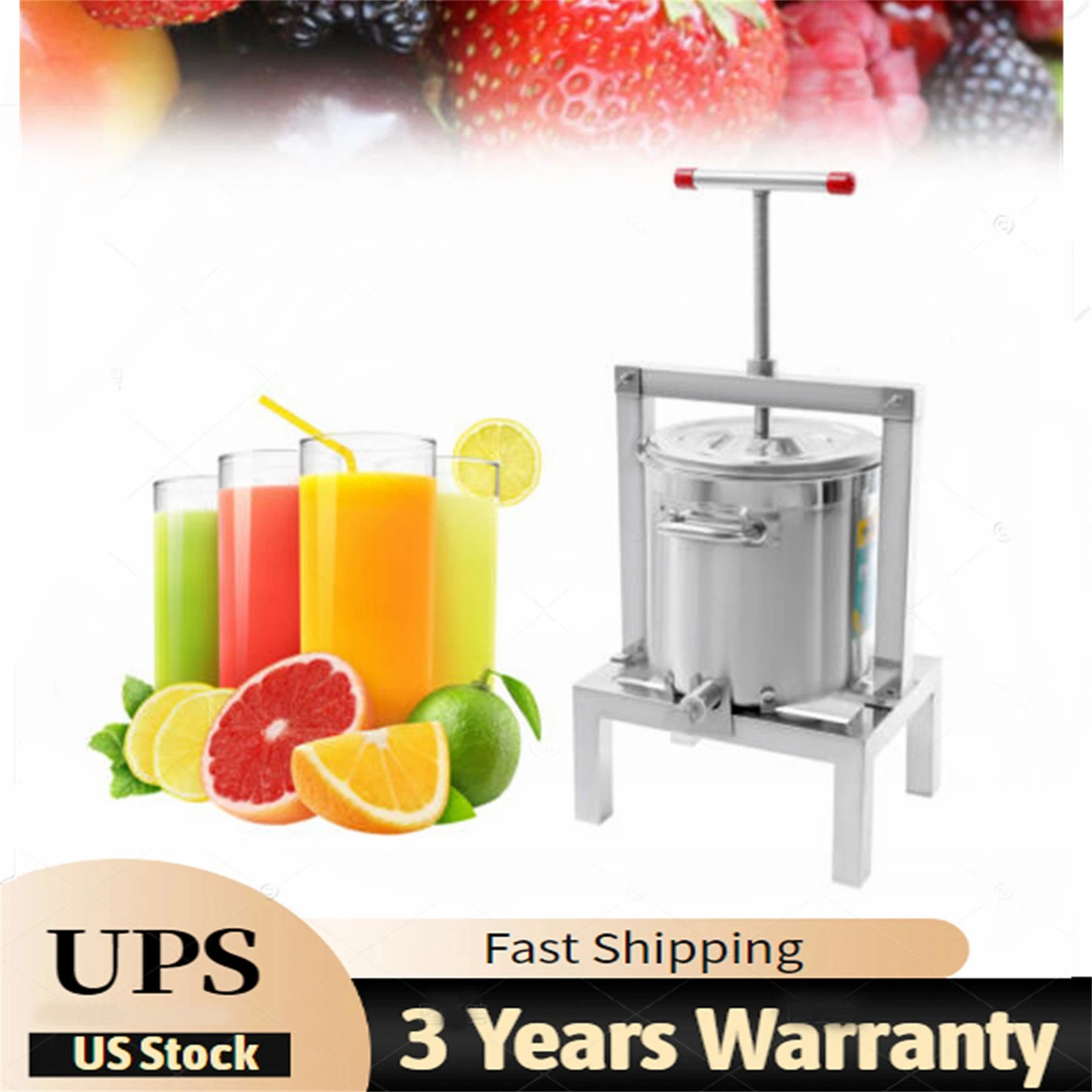 2.6gal Fruit Wine Cider Press Grapes Crusher Juice Maker Juicer Making