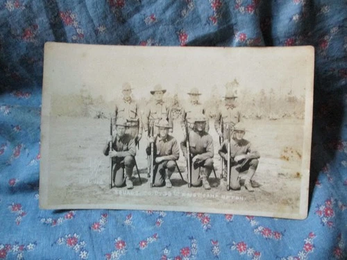a. Old Postcard RPPC Military Camp Upton  WW1 ? Squad B  Co C 39th Engineer
