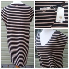 NEW TORY BURCH Large Shift Dress $250 French Stripe 100% cotton, double T logo
